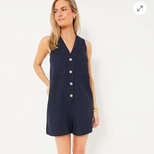 Tuckernuck Myla textured navy romper